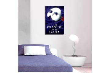 Canvastavla 45x45 cm - Mask med röd ros mot en djupblå bakgrund - Djupblå / Vit / Röd - Inredning - Tavlor & posters - Canvastavla