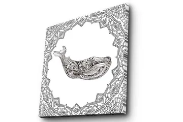 Canvastavla 45x45 cm - Ornamental val med detaljerad mönstring - Svart / Vitt - Inredning - Tavlor & posters - Canvastavla