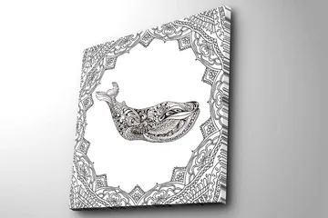 Canvastavla 45x45 cm - Ornamental val med detaljerad mönstring - Svart / Vitt - Inredning - Tavlor & posters - Canvastavla