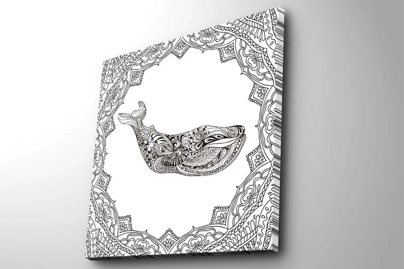 Canvastavla 45x45 cm - Ornamental val med detaljerad mönstring - Svart / Vitt - Inredning - Tavlor & posters - Canvastavla