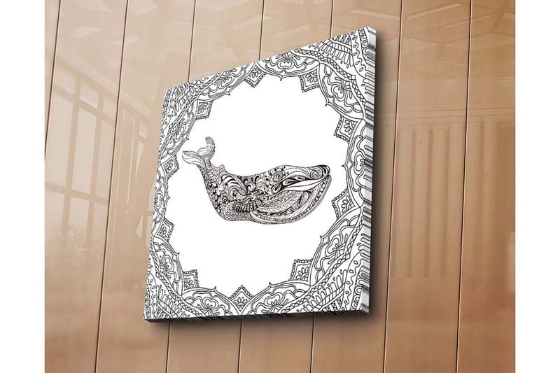 Canvastavla 45x45 cm - Ornamental val med detaljerad mönstring, Svart / Vitt