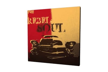 Canvastavla 45x45 cm - Retro bil med texten REBEL SOUL i en färgglad komposition - Röd / Gul / Svart - Inredning - Tavlor & posters - Canvastavla