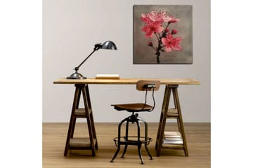 Canvastavla 45x45 cm - Rosa blommor med knoppar på en grå bakgrund - Rosa / Grå - Inredning - Tavlor & posters - Canvastavla