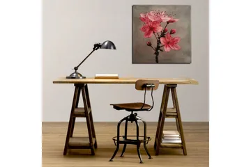 Canvastavla 45x45 cm - Rosa blommor med knoppar på en grå bakgrund - Rosa / Grå - Inredning - Tavlor & posters - Canvastavla