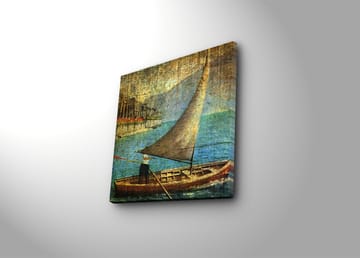 Canvastavla 45x45 cm - Segelbåt på lugnt vatten - Blå / Brun / Beige - Inredning - Tavlor & posters - Canvastavla