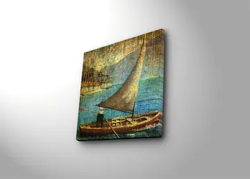 Canvastavla 45x45 cm - Segelbåt på lugnt vatten - Blå / Brun / Beige - Inredning - Tavlor & posters - Canvastavla