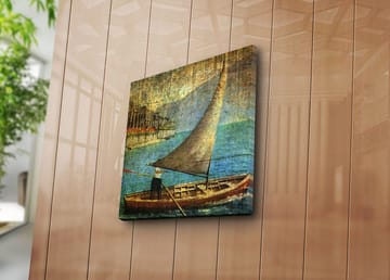 Canvastavla 45x45 cm - Segelbåt på lugnt vatten - Blå / Brun / Beige - Inredning - Tavlor & posters - Canvastavla