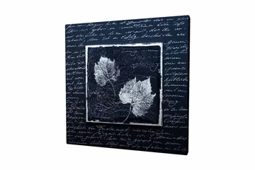 Canvastavla 45x45 cm - Silhuetter av löv på en mörk bakgrund med texturerad yta - Svart / Vit - Inredning - Tavlor & posters - Canvastavla
