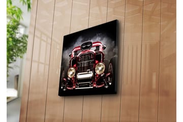 Canvastavla 45x45 cm - Skimrande röd klassisk bil med kraftfull design - Röd / Silver / Svart - Inredning - Tavlor & posters - Canvastavla