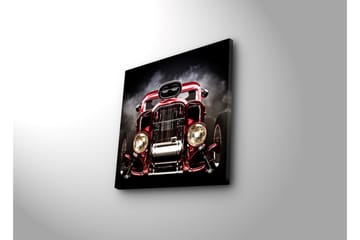 Canvastavla 45x45 cm - Skimrande röd klassisk bil med kraftfull design - Röd / Silver / Svart - Inredning - Tavlor & posters - Canvastavla