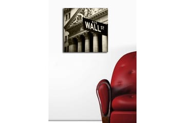 Canvastavla 45x45 cm - Skylt med texten WALL ST i fokus - Svart / Vitt / Grått - Inredning - Tavlor & posters - Canvastavla