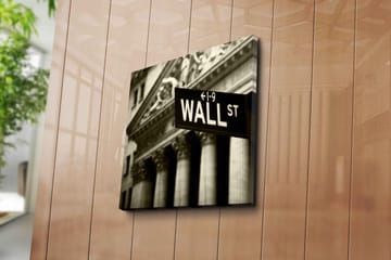 Canvastavla 45x45 cm - Skylt med texten WALL ST i fokus - Svart / Vitt / Grått - Inredning - Tavlor & posters - Canvastavla