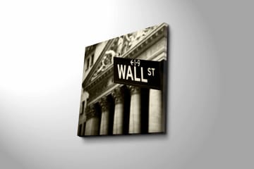 Canvastavla 45x45 cm - Skylt med texten WALL ST i fokus - Svart / Vitt / Grått - Inredning - Tavlor & posters - Canvastavla