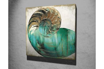 Canvastavla 45x45 cm - Snäcka med spiralformad struktur och turkosa nyanser - Turkos / Guld / Vit - Inredning - Tavlor & posters - Canvastavla