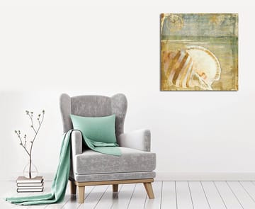 Canvastavla 45x45 cm - Snäcka med subtila detaljer och texturer - Beige / Blå / Grön - Inredning - Tavlor & posters - Canvastavla