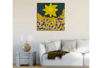 Canvastavla 45x45 cm - Solig blomsteräng med färgglada blommor - Gul / Lila / Grön - Inredning - Tavlor & posters - Canvastavla