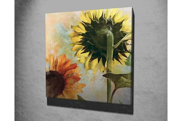 Canvastavla 45x45 cm - Solrosor i livfulla färger - Gult / Orange / Grönt - Inredning - Tavlor & posters - Canvastavla