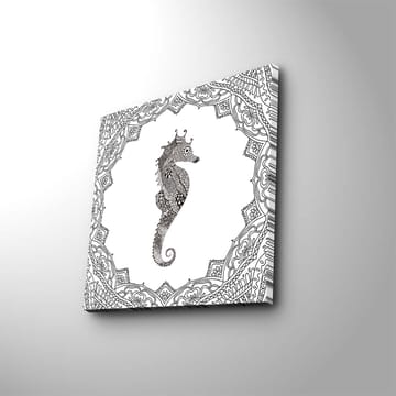 Canvastavla 45x45 cm - Stilig sjöhäst i detaljrik ram - Svart / Vitt - Inredning - Tavlor & posters - Canvastavla