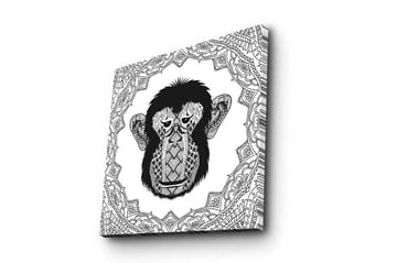 Canvastavla 45x45 cm - Stiliserad apa med detaljerad mönstring - Svart / Vitt - Inredning - Tavlor & posters - Canvastavla