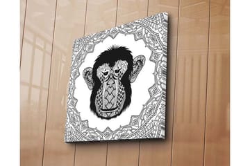 Canvastavla 45x45 cm - Stiliserad apa med detaljerad mönstring - Svart / Vitt - Inredning - Tavlor & posters - Canvastavla