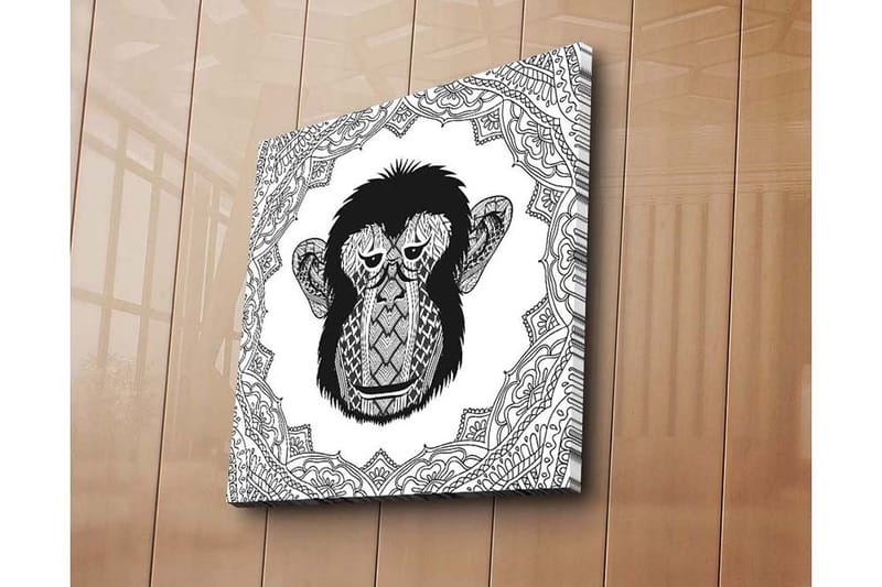 Canvastavla 45x45 cm - Stiliserad apa med detaljerad mönstring - Svart / Vitt - Inredning - Tavlor & posters - Canvastavla