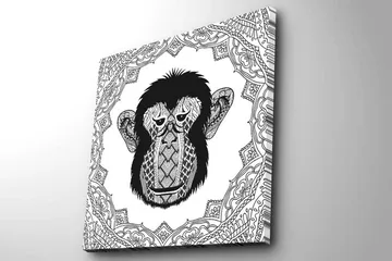 Canvastavla 45x45 cm - Stiliserad apa med detaljerad mönstring - Svart / Vitt - Inredning - Tavlor & posters - Canvastavla