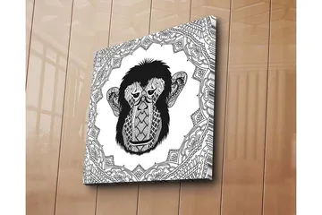 Canvastavla 45x45 cm - Stiliserad apa med detaljerad mönstring - Svart / Vitt - Inredning - Tavlor & posters - Canvastavla