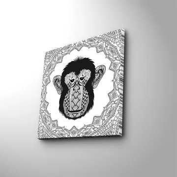 Canvastavla 45x45 cm - Stiliserad apa med intrikata mönster - Svart / Vitt - Inredning - Tavlor & posters - Canvastavla