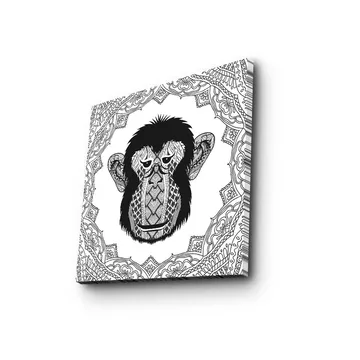 Canvastavla 45x45 cm - Stiliserad apa med intrikata mönster - Svart / Vitt - Inredning - Tavlor & posters - Canvastavla