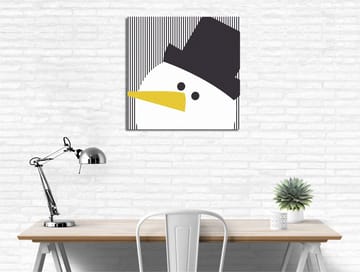 Canvastavla 45x45 cm - Stiliserad snögubbe med hatt och gul näbb - Svart / Vitt / Gult - Inredning - Tavlor & posters - Canvastavla