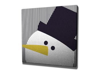 Canvastavla 45x45 cm - Stiliserad snögubbe med hatt och gul näbb - Svart / Vitt / Gult - Inredning - Tavlor & posters - Canvastavla