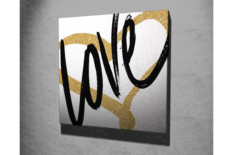 Canvastavla 45x45 cm - Stiliserad text med ordet love i svart och guld - Svart / Guld - Inredning - Tavlor & posters - Canvastavla
