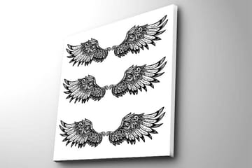 Canvastavla 45x45 cm - Stiliserade fågelvingar i symmetrisk arrangemang - Svart / Vitt - Inredning - Tavlor & posters - Canvastavla