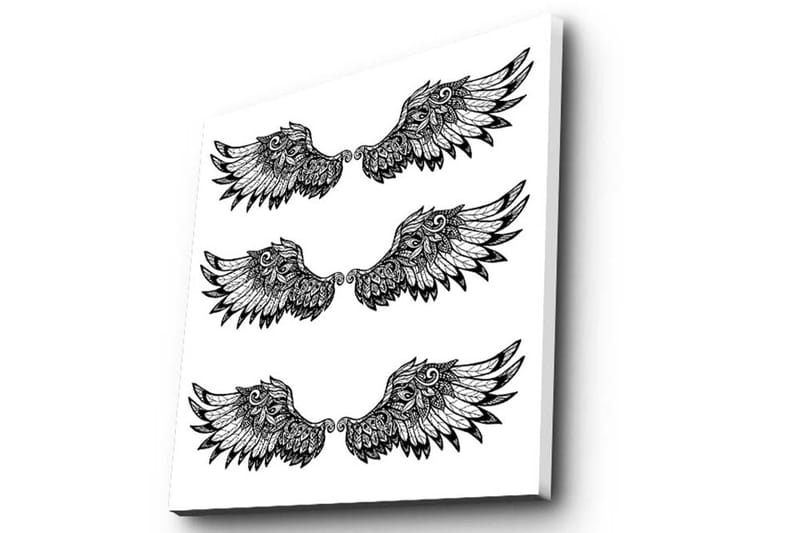 Canvastavla 45x45 cm - Stiliserade fågelvingar i symmetrisk arrangemang - Svart / Vitt - Inredning - Tavlor & posters - Canvastavla