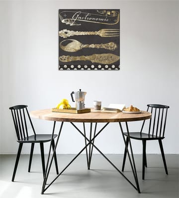 Canvastavla 45x45 cm - Stiliserade köksredskap i guld mot en mörk bakgrund - Guld / Svart - Inredning - Tavlor & posters - Canvastavla