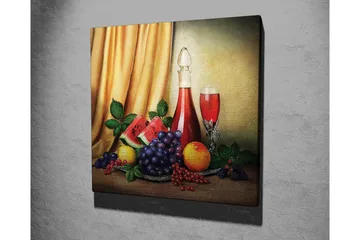 Canvastavla 45x45 cm - Stillhet med frukter och en karaff med dryck - Röd / Grön / Lila - Inredning - Tavlor & posters - Canvastavla