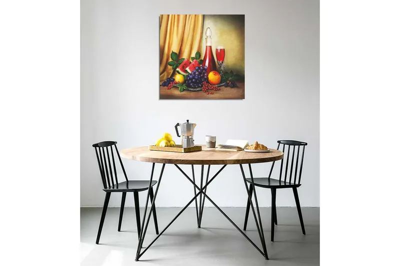 Canvastavla 45x45 cm - Stillhet med frukter och en karaff med dryck - Röd / Grön / Lila - Inredning - Tavlor & posters - Canvastavla