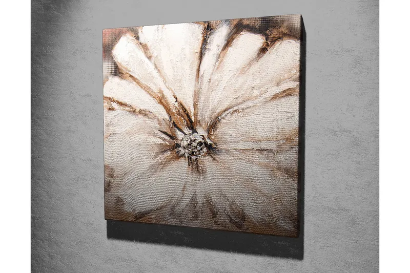 Canvastavla 45x45 cm - Storslagen blomma i mjuka, neutrala toner - Vit / Beige / Brun - Inredning - Tavlor & posters - Canvastavla