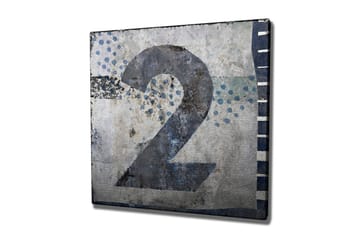 Canvastavla 45x45 cm - Stort nummer två i en abstrakt komposition - Blå / Grå / Vit - Inredning - Tavlor & posters - Canvastavla