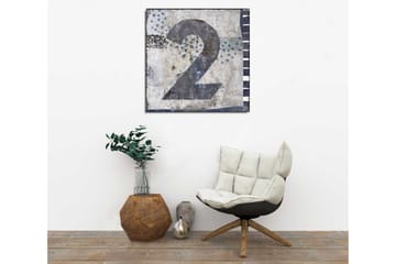 Canvastavla 45x45 cm - Stort nummer två i en abstrakt komposition - Blå / Grå / Vit - Inredning - Tavlor & posters - Canvastavla