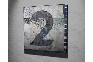 Canvastavla 45x45 cm - Stort nummer två i en abstrakt komposition - Blå / Grå / Vit - Inredning - Tavlor & posters - Canvastavla