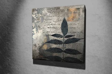 Canvastavla 45x45 cm - Svart bladverk mot en abstrakt bakgrund - Svart / Grå / Beige - Inredning - Tavlor & posters - Canvastavla