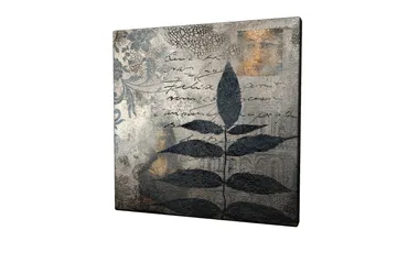 Canvastavla 45x45 cm - Svart bladverk mot en abstrakt bakgrund - Svart / Grå / Beige - Inredning - Tavlor & posters - Canvastavla