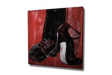 Canvastavla 45x45 cm - Svart och röd skomodell med eleganta detaljer - Röd / Svart / Vit - Inredning - Tavlor & posters - Canvastavla