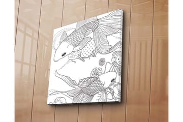 Canvastavla 45x45 cm - Svartvita koi-fiskar i en lekfull komposition - Svart / Vit - Inredning - Tavlor & posters - Canvastavla