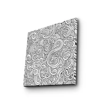 Canvastavla 45x45 cm - Svartvitt mönster med svängda linjer och spiraler - Svart / Vitt - Inredning - Tavlor & posters - Canvastavla