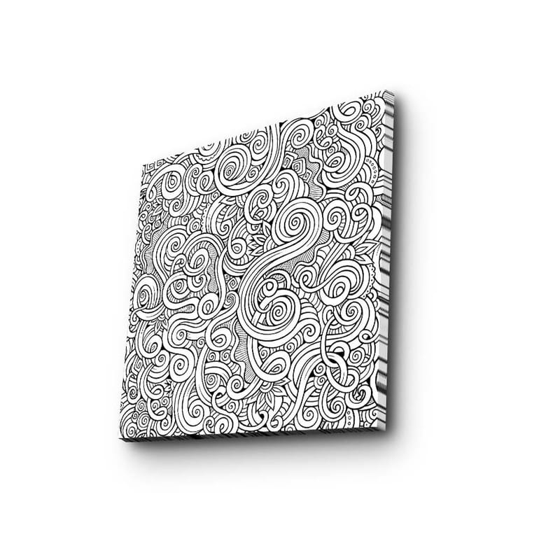 Canvastavla 45x45 cm - Svartvitt mönster med svängda linjer och spiraler - Svart / Vitt - Inredning - Tavlor & posters - Canvastavla