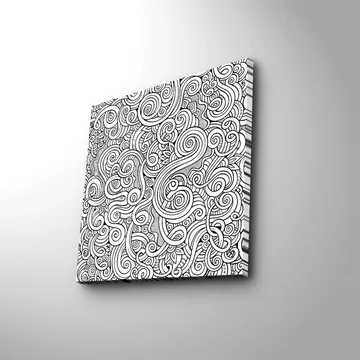 Canvastavla 45x45 cm - Svartvitt mönster med svängda linjer och spiraler - Svart / Vitt - Inredning - Tavlor & posters - Canvastavla