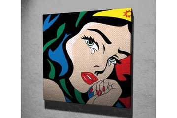 Canvastavla 45x45 cm - Tårfylld kvinna med starka färger och dramatisk uttryck - Röd / Blå / Grön - Inredning - Tavlor & posters - Canvastavla