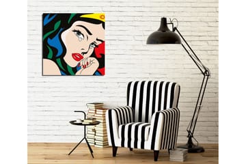 Canvastavla 45x45 cm - Tårfylld kvinna med starka färger och dramatisk uttryck - Röd / Blå / Grön - Inredning - Tavlor & posters - Canvastavla